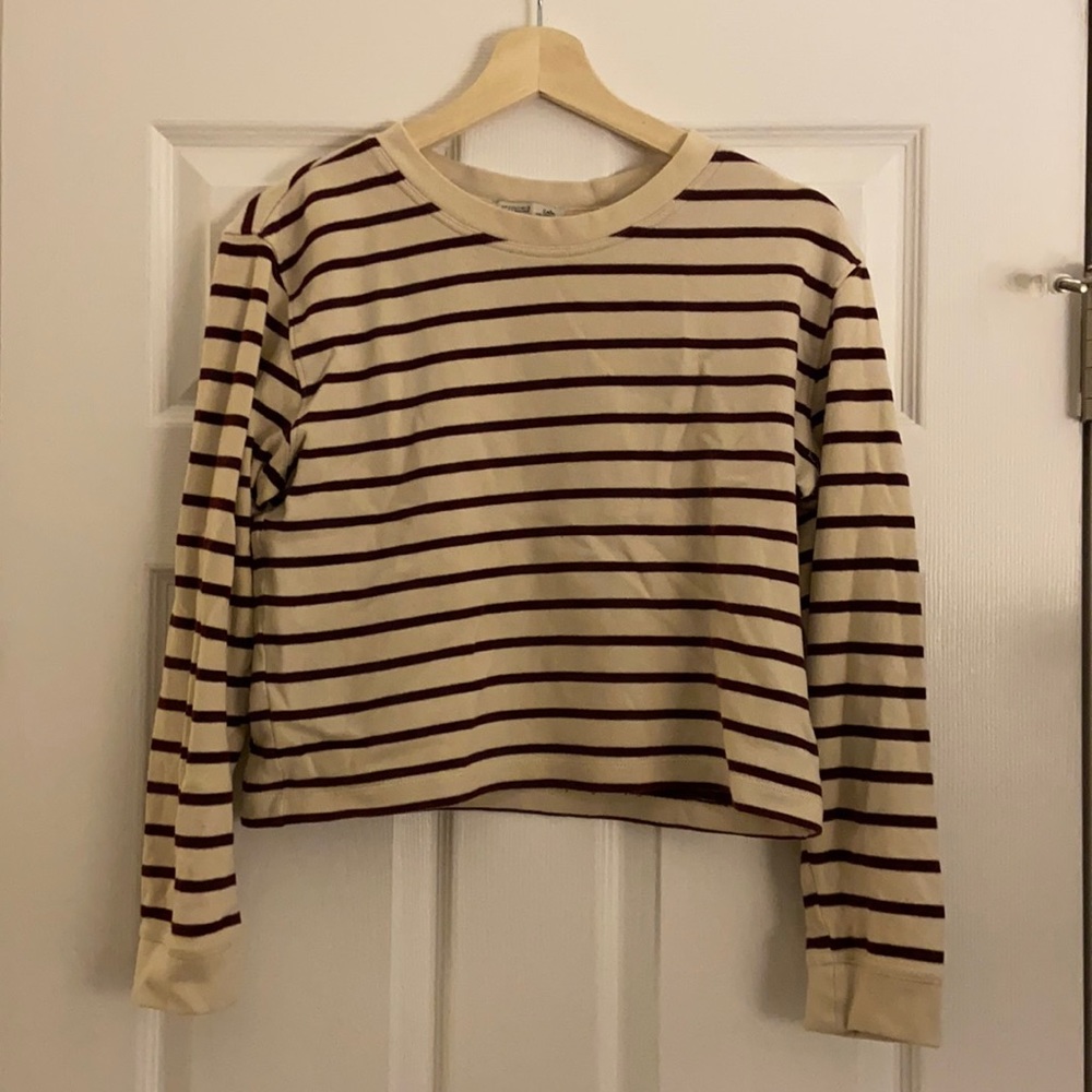 Red and cream striped, cropped Zara sweater
